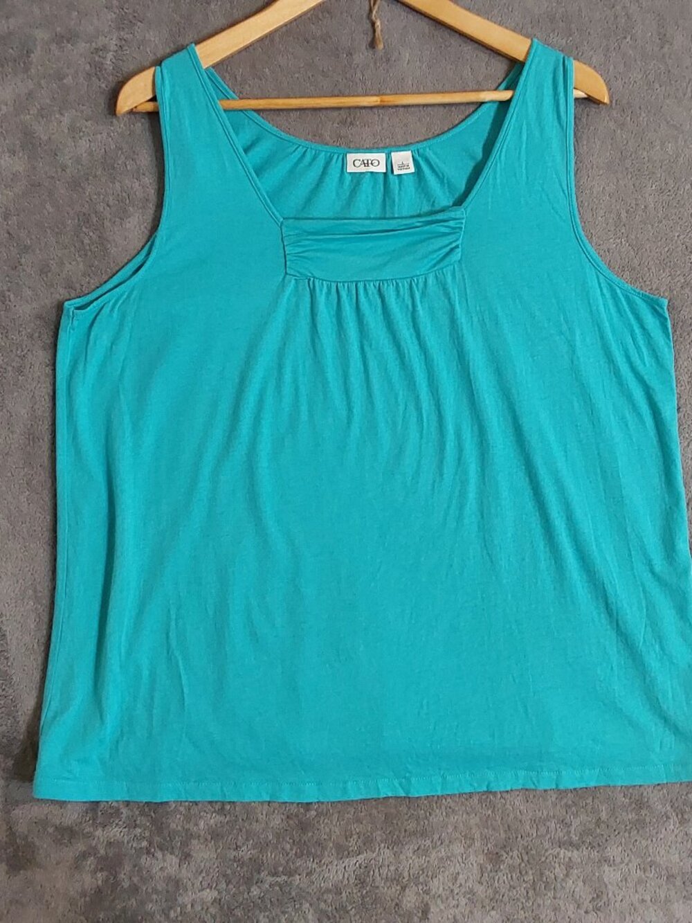 Cato Aqua Blue Sleeveless Knit Tank Top | Size Large | Cotton Modal